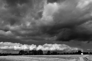 Paysage de campagne en noir et blanc